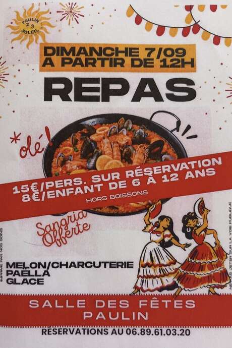 Repas Paella à la salle des fêtes de Paulin