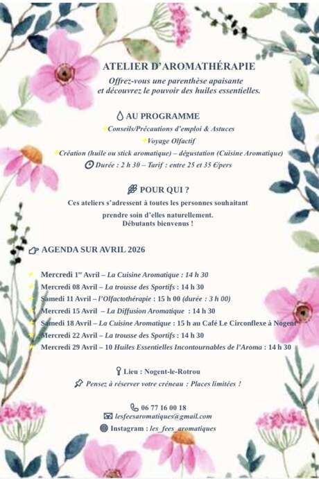 Ateliers d'aromathérapie d'avril par Les Fées Aromatiques