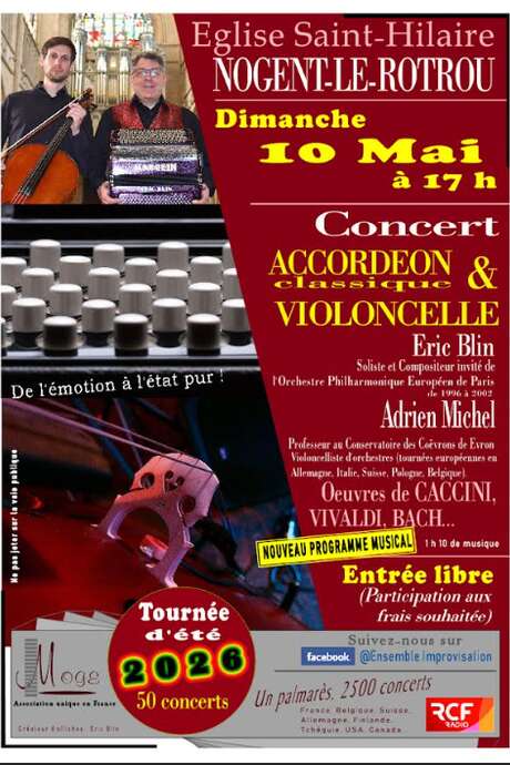 Concert classique accordéon et violoncelle en l'Eglise Saint Hilaire