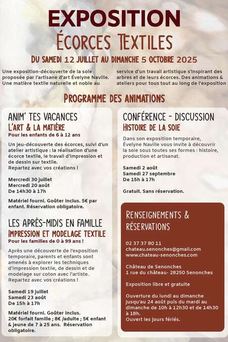 Exposition - Ecorces textiles oeuvres sur soie
