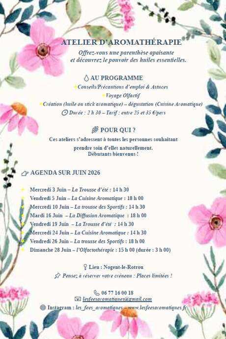 Ateliers d'aromathérapie de juin par Les Fées Aromatiques