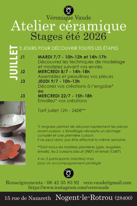 Ateliers céramique - Stage de Juillet par Véronique Vaude