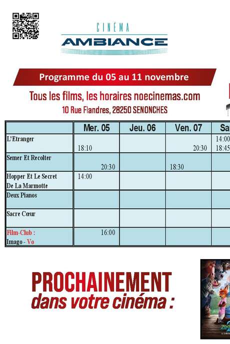 Programme cinéma  du 5 au 11 novembre