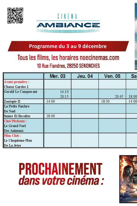 Programme cinéma  du 3 au 9  décembre