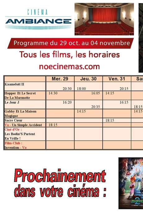 Programme cinéma  du 29 octobre au 4 octobre