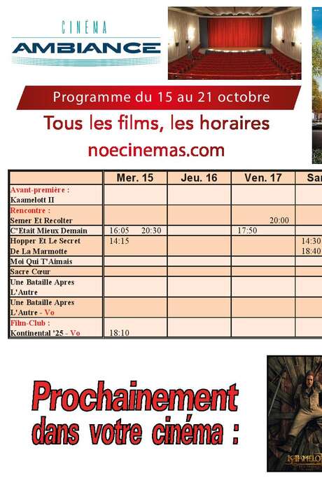 Programme cinéma  du 15 au 21 octobre