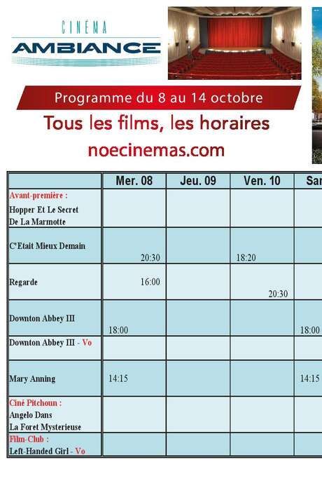 Programme cinéma  du 8 au 14 octobre