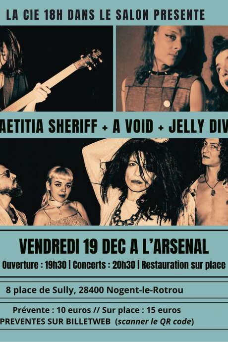 Soirée concert à l'Arsenal avec Laetitia Shériff - A Void - Jelly Dive
