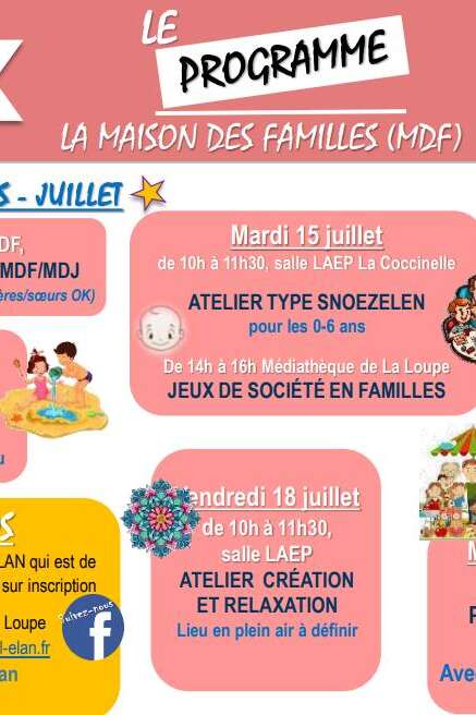 Animations estivales de la Maison des Familles