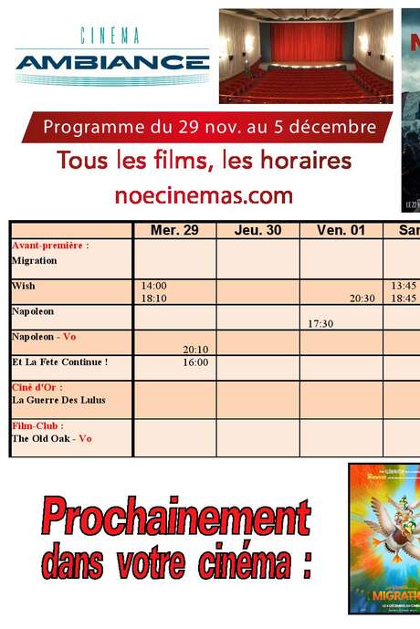 Programme de cinéma du 29 novembre au 5 décembre