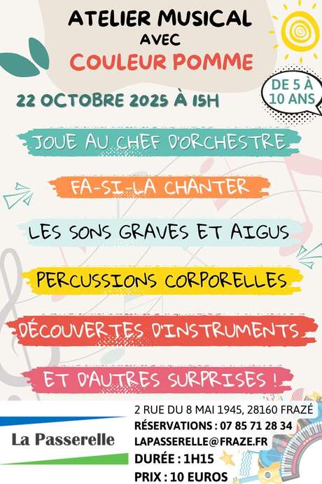 Atelier musical pour enfants avec Couleur Pomme