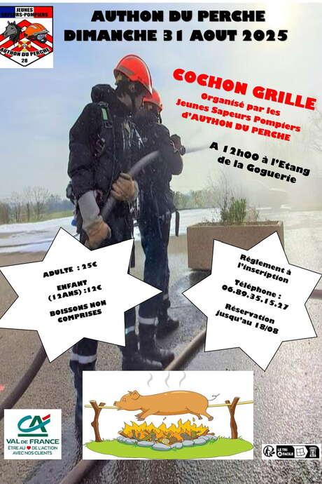 Cochon grillé par les jeunes sapeurs pompiers
