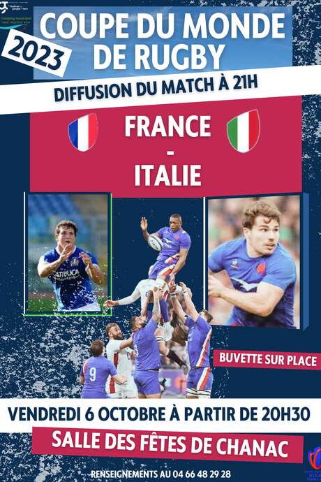 DIFFUSION COUPE DU MONDE DE RUGBY : FRANCE VS ITALIE