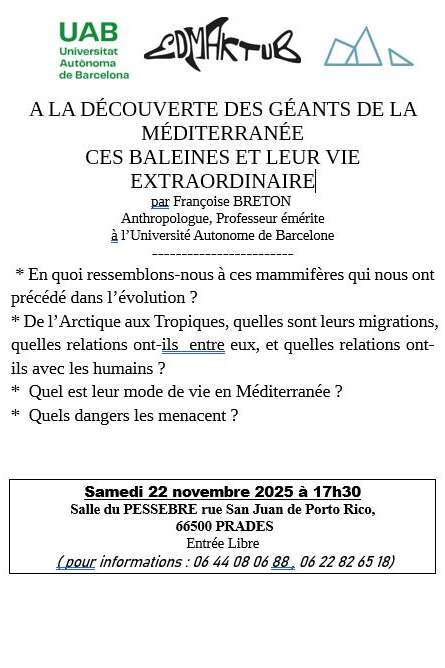 CONFÉRENCE ALEC/ UPC" VIE ET MOEURS DES BALEINES EN MÉDITERRANÉE"