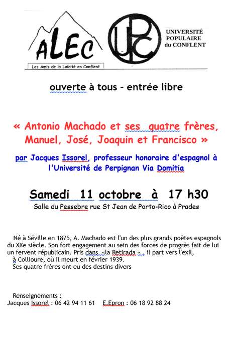 CONFÉRENCE ALEC/ UPC"ANTONIO MACHADO ET SES FRÈRES"