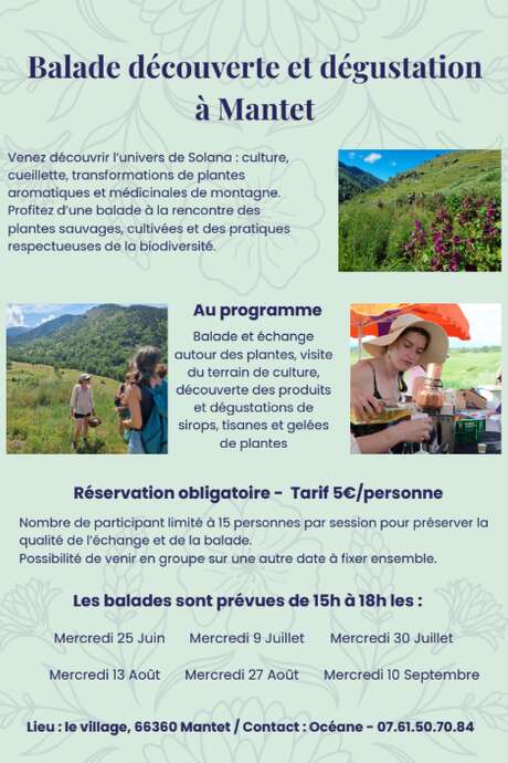 BALADE DÉCOUVERTE ET DÉGUSTATION À MANTET