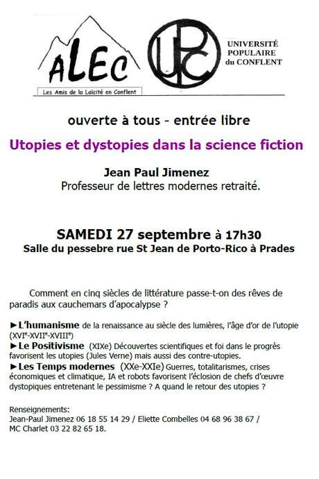 CONFÉRENCE UPC "UTOPIES ET DYSTOPIES DANS LA SCIENCE-FICTION"