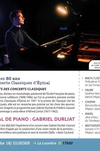 Concerts Classiques Epinal - Récital de piano de Gabriel Durliat