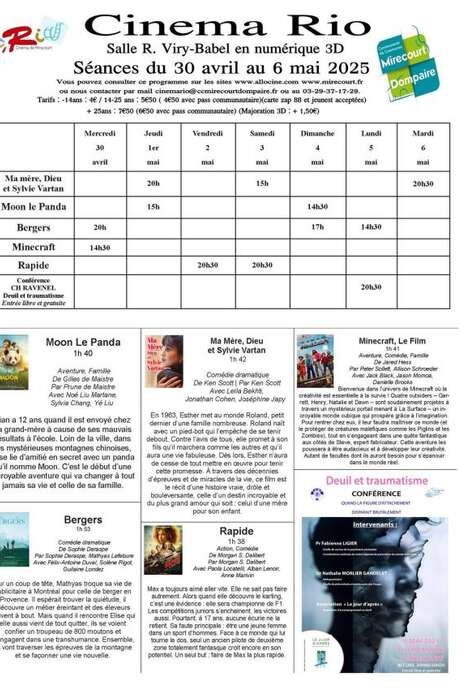 Cinéma le Rio - films de la semaine