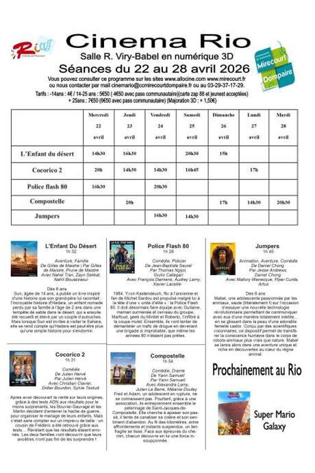 Cinéma le Rio - films de la semaine