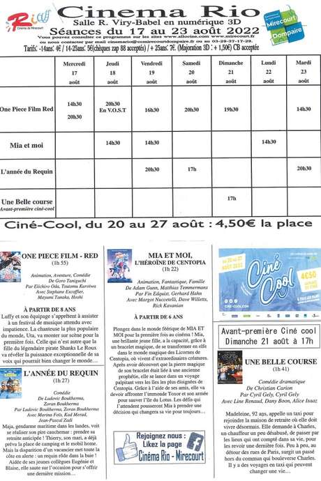CINÉMA LE RIO - FILMS DE LA SEMAINE CINÉMA LE RIO - FILMS DE LA SEMAINE
