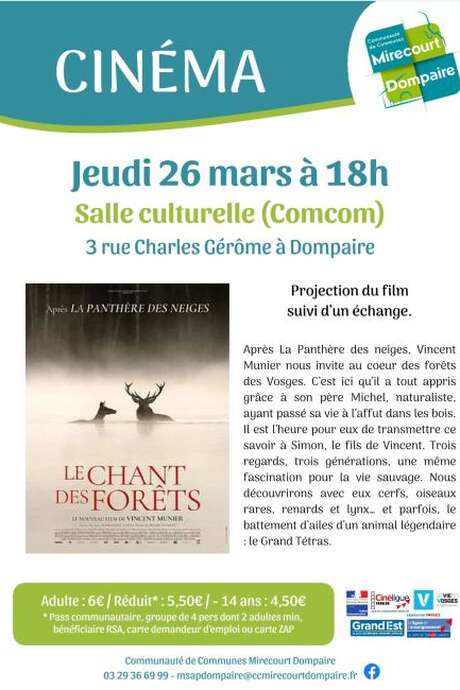 Cinéma - Le Chant des Forêts et séance suivie d’un échange