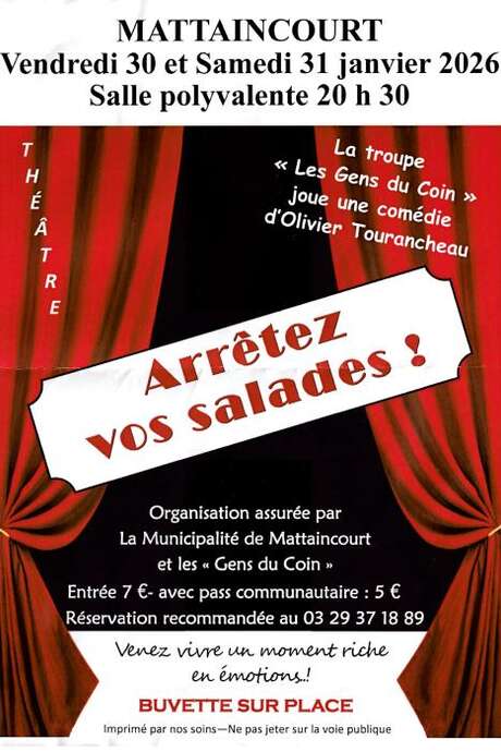 Théâtre - Arrêtez vos salades par la Cie les Gens du Coin