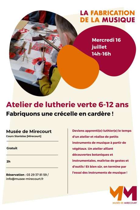 Ambiance tes vacances été - musée atelier de lutherie verte fabrique ta crécelle en cardère