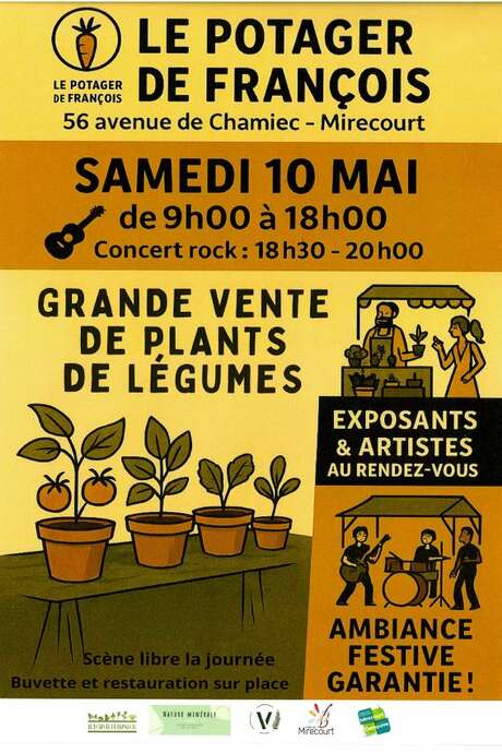 Grande vente de plants de légumes exposants et artistes