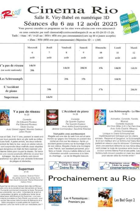 Cinéma le Rio - films de la semaine