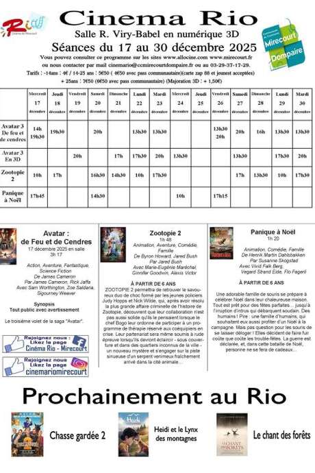 Cinéma le Rio - films de la semaine