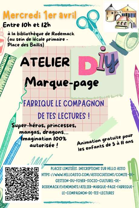 Atelier création de marque-page