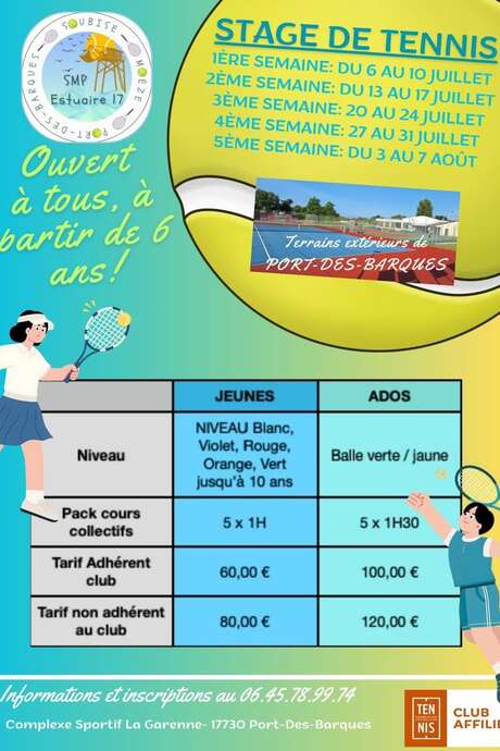 Stages d'été de tennis