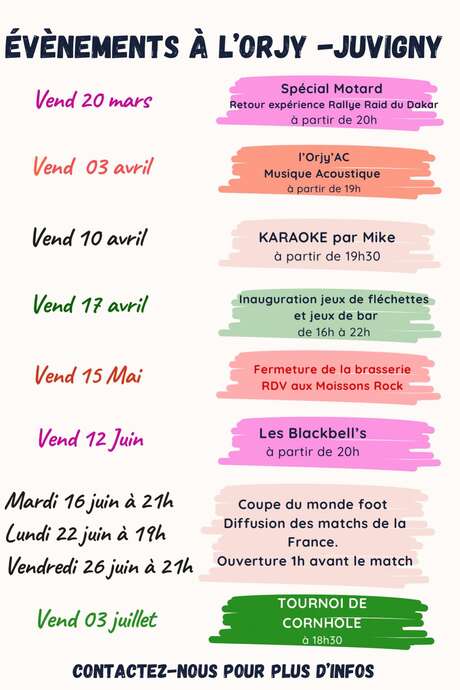 Soirées à la Brasserie Orjy