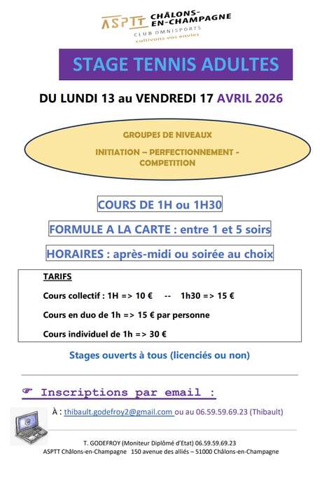 Stages de Tennis Adultes