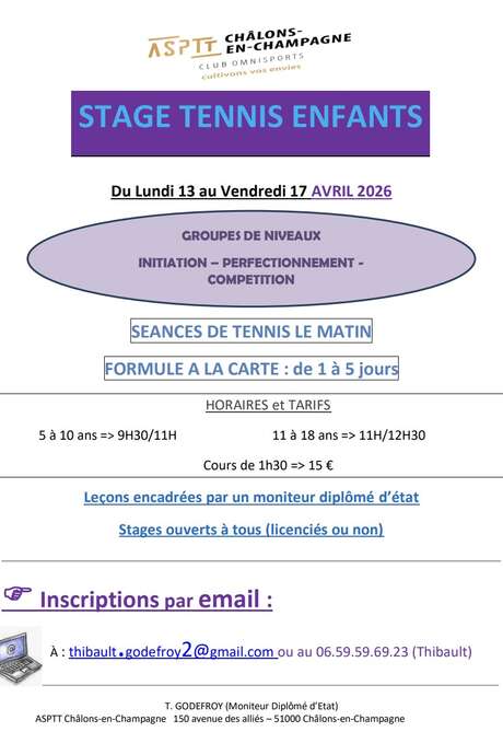 Stages de Tennis Enfants