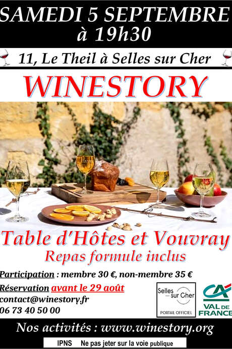 Table d'hôtes et Vouvray avec Winestory