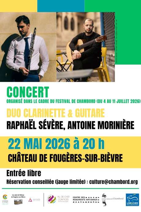 Festival de Chambord concert hors les murs duo clarinette et guitare
