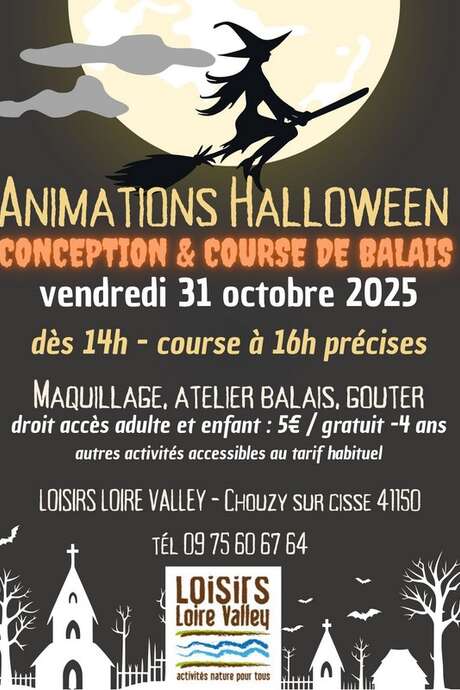 Animations Halloween course de balais à Loisirs Loire Valley