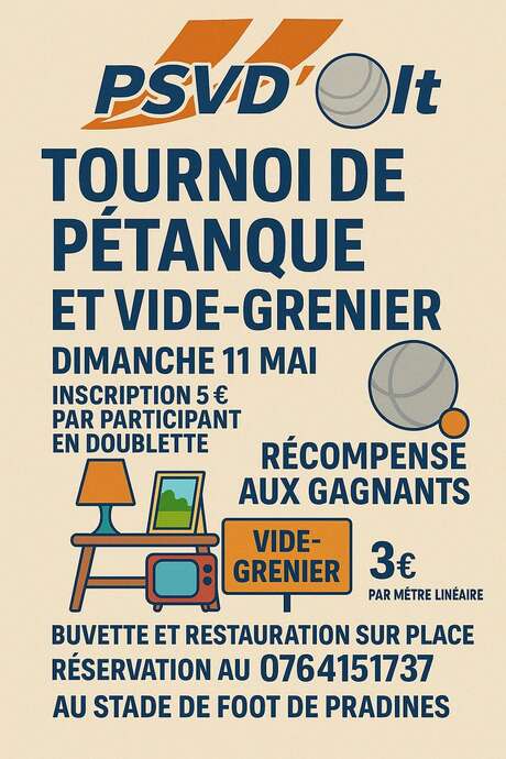 Tournoi de pétanque et vide-greniers à Pradines