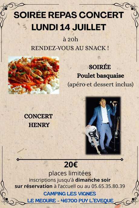 Repas concert au camping Les Vignes