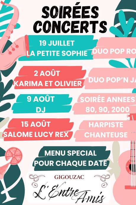 Soirées concerts à L'Entre Amis
