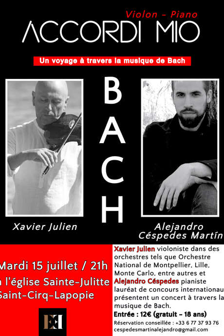 Concert duo violon-piano - Accordi Mio, "Un voyage à travers la musique de Bach"