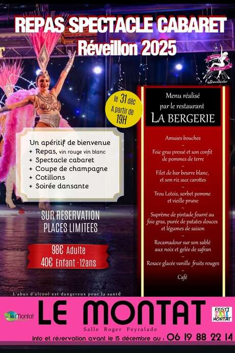 Repas spectacle cabaret du réveillon du Nouvel An