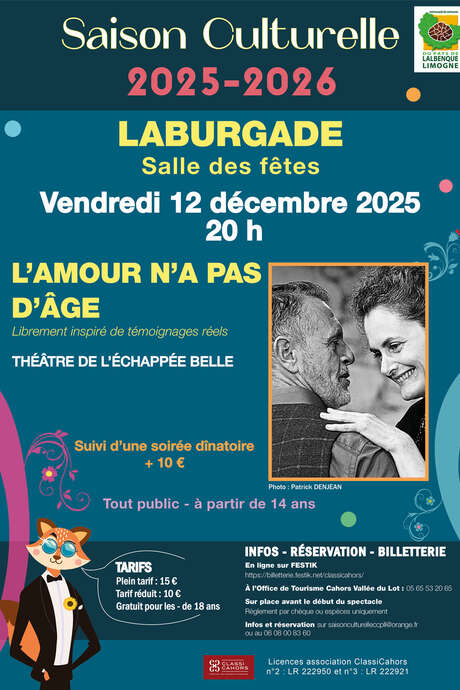 Saison culturelle Lalbenque-Limogne : théâtre "L'amour n'a pas d'âge"