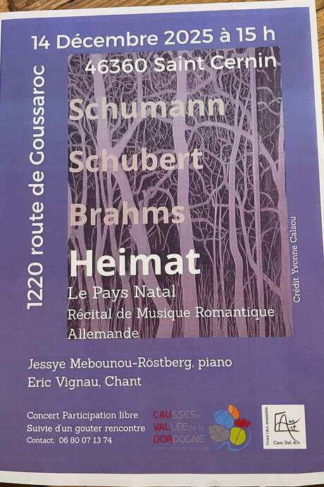 Concert de musique classique : Schuman, Schubert, Brahms, Heimat…