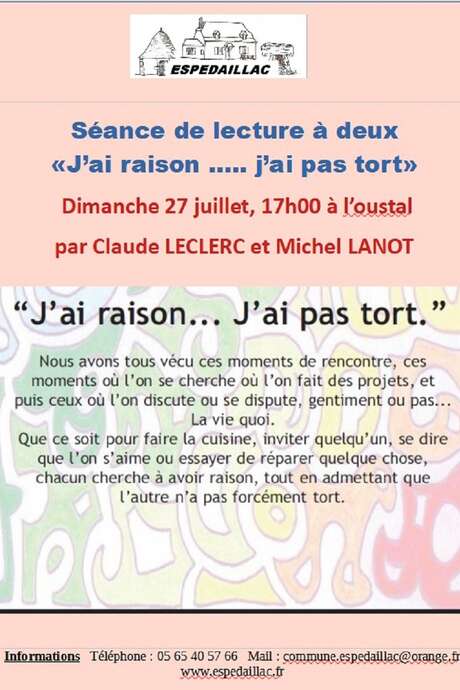 Séance de lecture à deux voix à Espédaillac