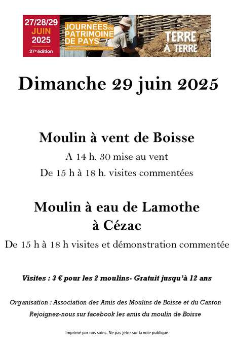 Journées du patrimoine de pays et des moulins: visite des moulins "frères"