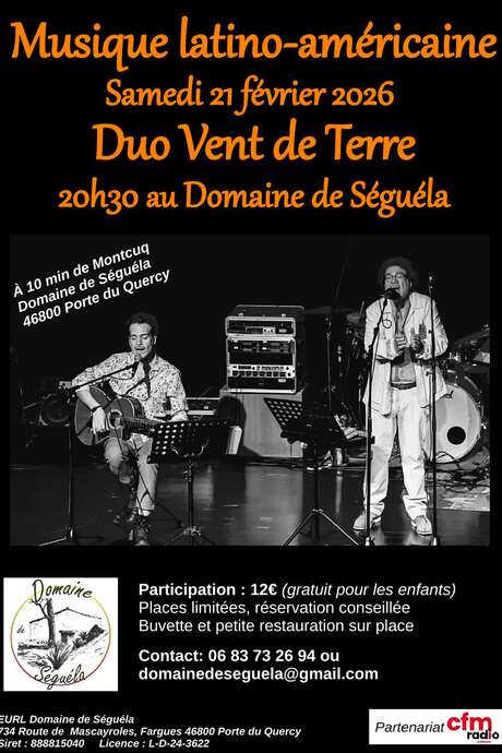 Concert Duo Vent de Terre au domaine de Séguéla