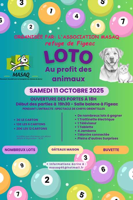 Soirée loto à Figeac, au profit des animaux